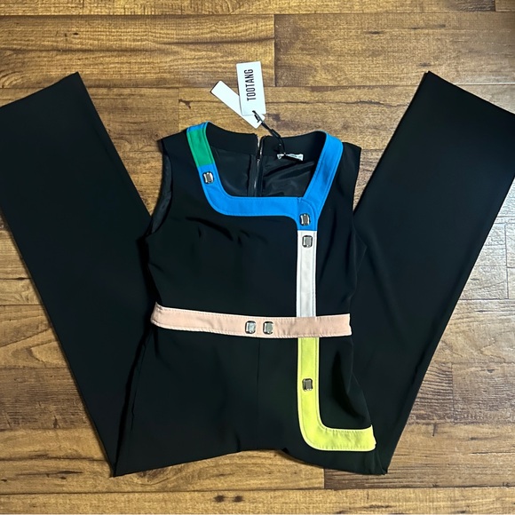 Too Tang • Large • Black W/ Color Block • Bling Diamond Stones • Jumpsuit • New - Picture 3 of 16